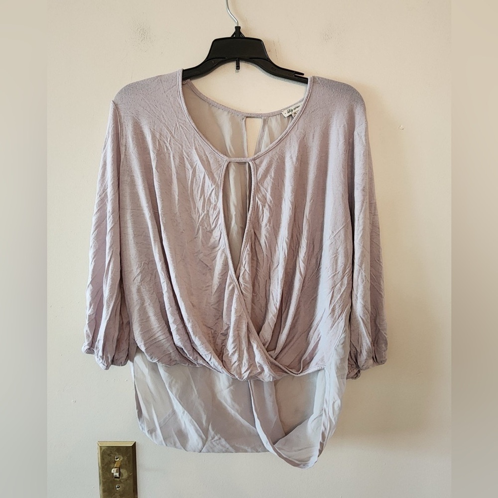 Lily star light purple sheer blouse size womens xl